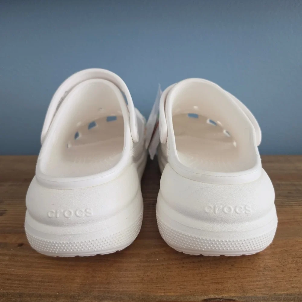 Crocs Mens Classic Crush Clog White Platform Chunky Sandals 207521-100 Size 11